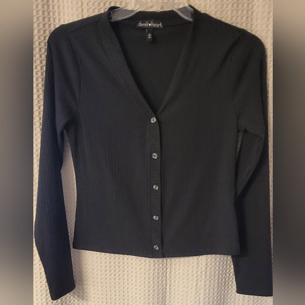 Derek Heart Black Button-Up Cardigan